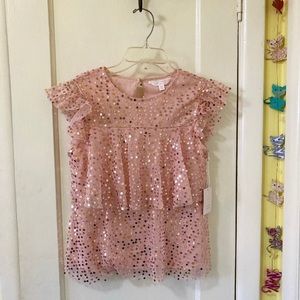 Lauren Conrad Pink Sequin Ruffle Top XS